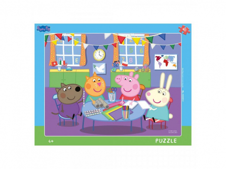 Jucarii copii 4-5 ani - Puzzle cu rama - Purcelusa Peppa (40 piese), Dino, 4-5 ani +