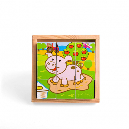 Puzzle cubic - animale domestice, BIGJIGS Toys, 2-3 ani + [1]