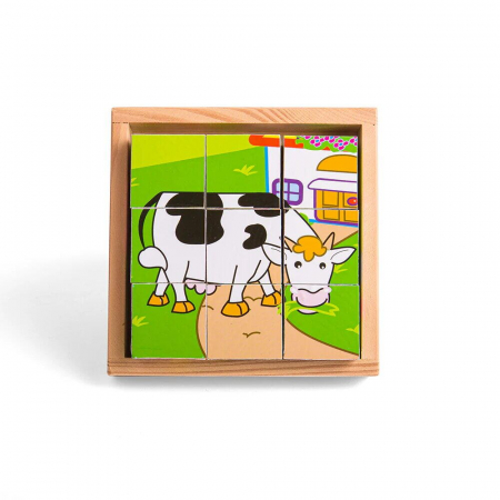Puzzle cubic - animale domestice, BIGJIGS Toys, 2-3 ani + [4]
