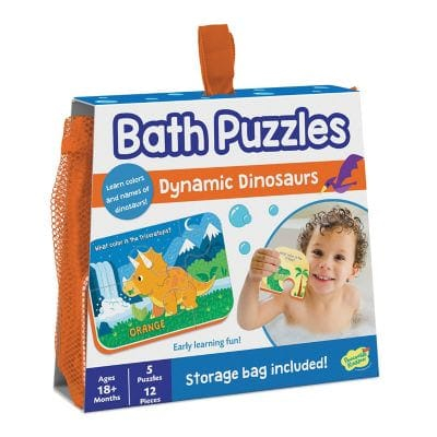 Jucarii si jocuri copii - Puzzle de baie pentru bebeluși, Piese mari de spumă, Dinozaurii rapizi,  Peaceable Kingdom, +18 luni
