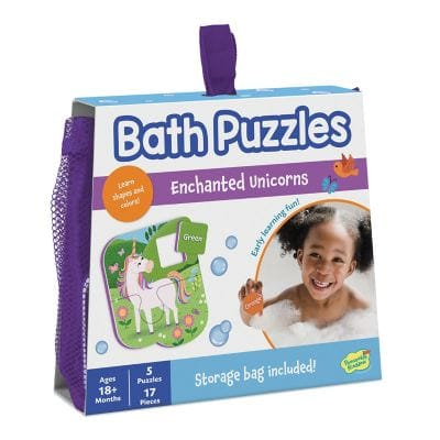 Jucarii si jocuri copii - Puzzle de baie pentru bebeluși, piese mari de spumă, Unicorni fermecați, Peaceable Kingdom, +18 luni