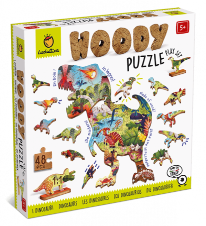 Jucarii gradinita si scoala - Puzzle de lemn - Dinozaurii, Ludattica, + 4 ani, 48 piese