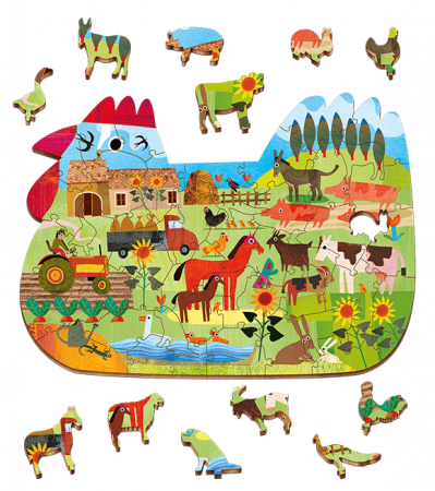 Puzzle de lemn - Ferma, Ludattica, + 5 ani, 48 piese [1]