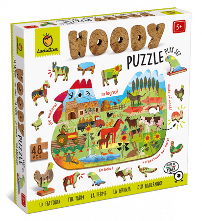 Jucarii gradinita si scoala - Puzzle de lemn - Ferma, Ludattica, + 5 ani, 48 piese