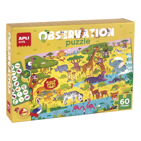 Vârsta - Puzzle de observatie - Savana 60 piese, Apli Kids, +4 ani