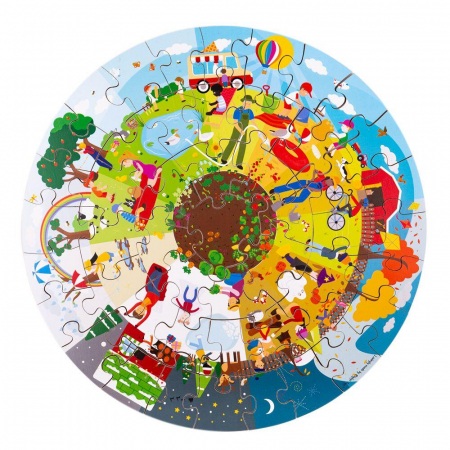 Jucarii baieti - Puzzle de podea 360° - Anotimpurile, BIGJIGS Toys, 2-3 ani +