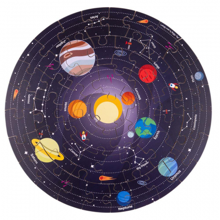 Jucarii baieti - Puzzle de podea 360° - Sistemul solar, BIGJIGS Toys, 2-3 ani +