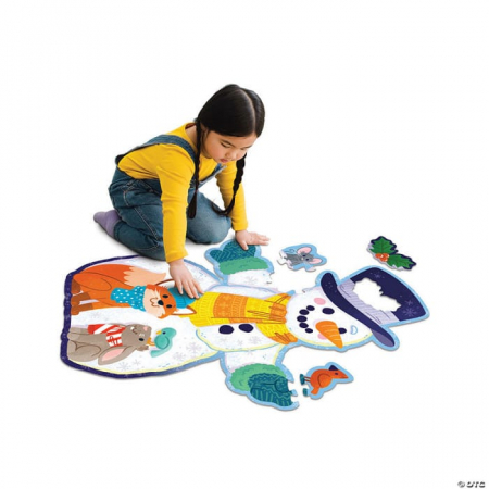 Jucarii si jocuri copii - Puzzle de podea în formă de om de zăpadă, 40 piese, Peaceable Kingdom, +3 ani