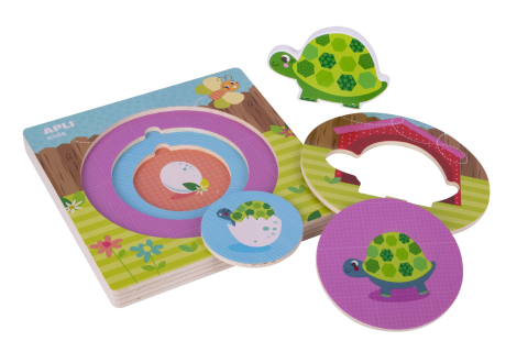 Puzzle din lemn cu butoni - 4 straturi, testoasa, +2 ani [2]