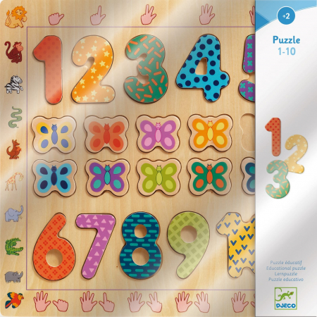 Puzzle din lemn Djeco Cifre, 1-2 ani + [1]