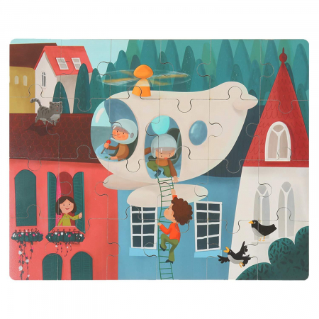 Puzzle - Puzzle din lemn - Elicopter, Topbright, 2-3 ani +