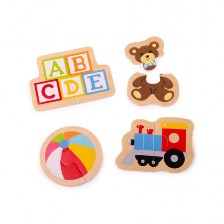 Puzzle din lemn - Puzzle din lemn - Jucarii (8 piese), BIGJIGS Toys, 1-2 ani +