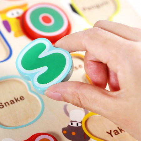 Puzzle din lemn - Litere si animalute, Topbright, 2-3 ani + [3]