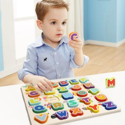 Jucarii baieti - Puzzle din lemn - Litere si animalute, Topbright, 2-3 ani +