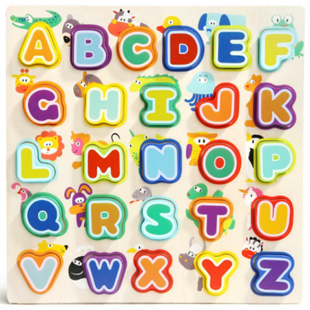 Puzzle din lemn - Litere si animalute, Topbright, 2-3 ani + [1]