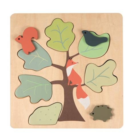 Puzzle bebelusi - Puzzle din lemn vulpita, Egmont toys, + 18 luni