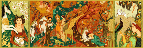 Puzzle Djeco Gradina cu unicorni, 8-9 ani + [1]