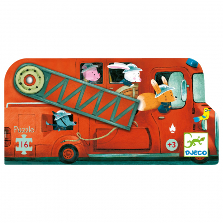 Jucarii copii 2-3 ani - Puzzle Djeco - Masina de pompieri, 2-3 ani +