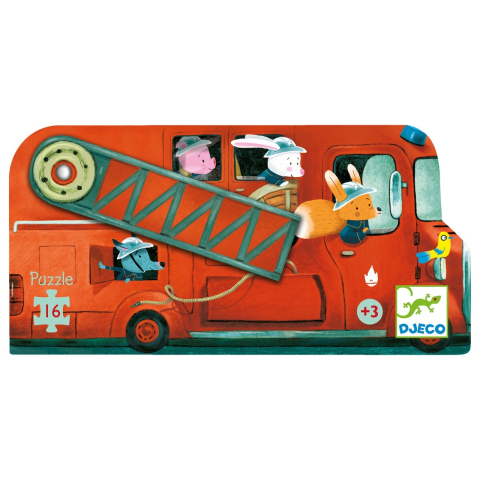 Puzzle Djeco - Masina de pompieri, 2-3 ani + [2]