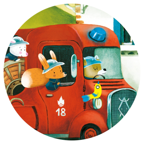 Puzzle Djeco - Masina de pompieri, 2-3 ani + [3]