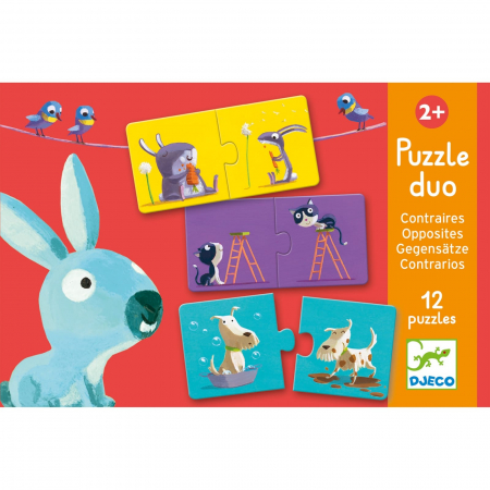 Puzzle din lemn - Puzzle duo Djeco Antonime, 1-2 ani +