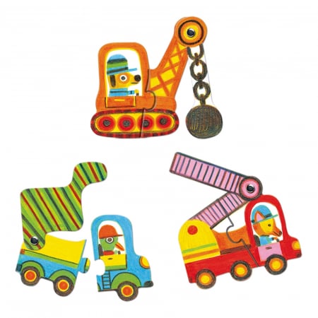 Puzzle duo mobil vehicule, Djeco, 1-2 ani + [1]