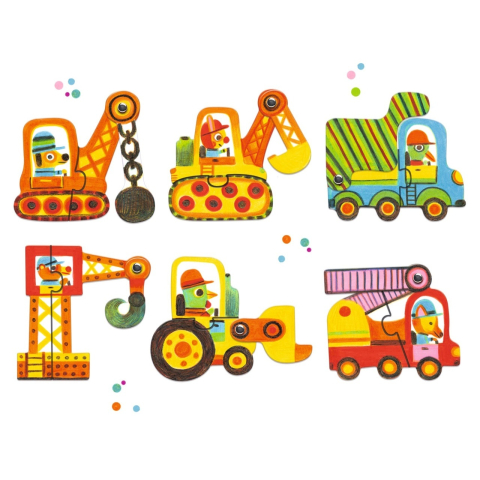 Puzzle duo mobil vehicule, Djeco, 1-2 ani + [4]