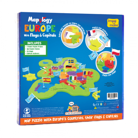 Puzzle Educativ din Spuma EVA - Harta Europei cu Steaguri si Capitale, Imagimake, 5 ani+ [4]