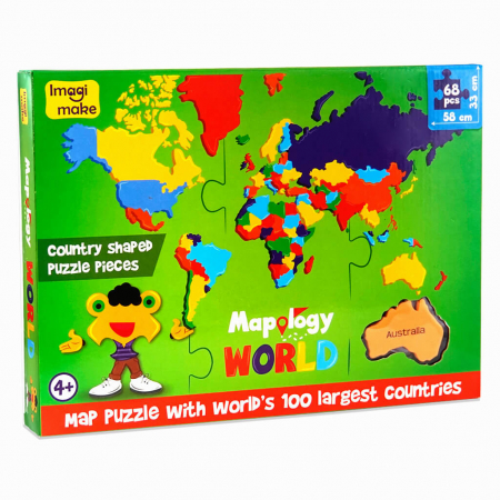Jocuri geografie - Puzzle Educativ din Spuma EVA - Harta Lumii, Imagimake, 4 ani+