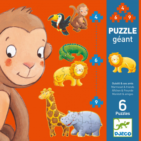 Puzzle bebelusi - Puzzle gigant Djeco animale salbatice, 1-2 ani +