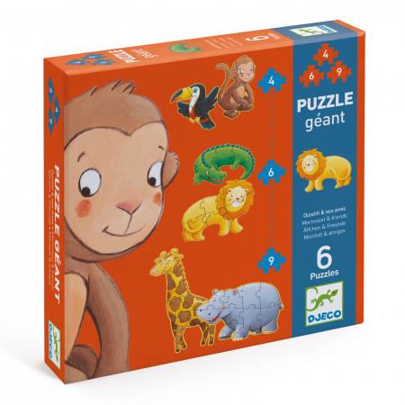 Puzzle gigant Djeco animale salbatice, 1-2 ani + [3]