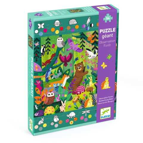 Jucarii copii 2-3 ani - Puzzle gigant Djeco, Aventuri in padure, + 5 ani