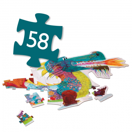 Puzzle gigant Djeco Dragon, 2-3 ani + [3]