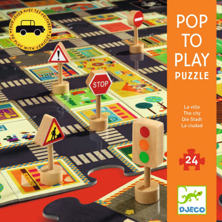 Jucarii copii 2-3 ani - Puzzle gigant Djeco Orasul, 2-3 ani +