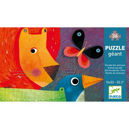 Jucarii copii 4-5 ani - Puzzle gigant Djeco Parada animalelor, 2-3 ani +