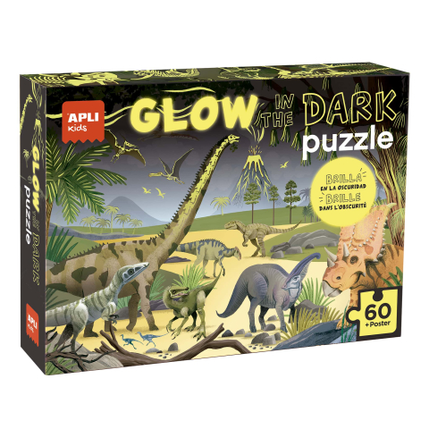 Jucarii si jocuri copii - Puzzle Glow in the Dark -Dinozauri, 60 piese