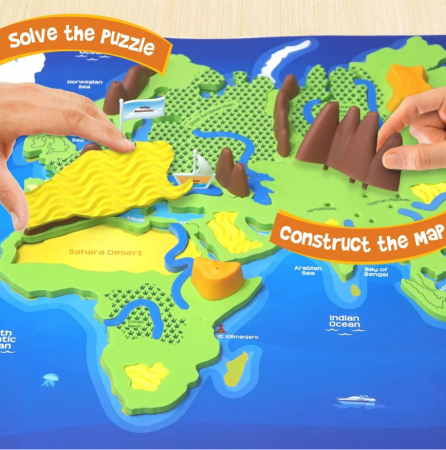 Puzzle Harta lumii cu Forme de relief, +5 ani [3]