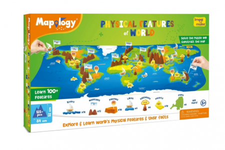 Puzzle Harta lumii cu Forme de relief, +5 ani [1]