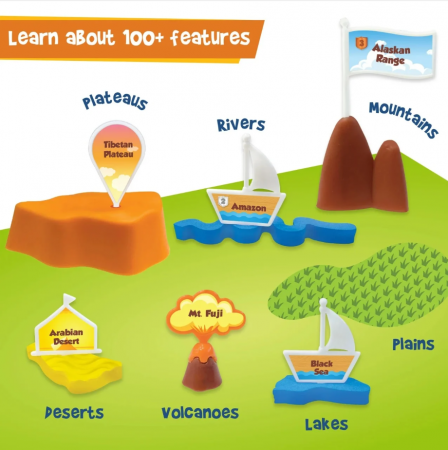 Puzzle Harta lumii cu Forme de relief, +5 ani [4]