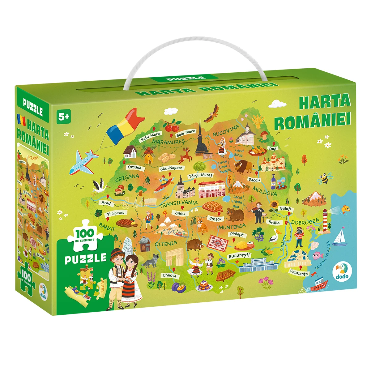 Jucarii si jocuri copii - Puzzle Harta Romaniei, 100 piese