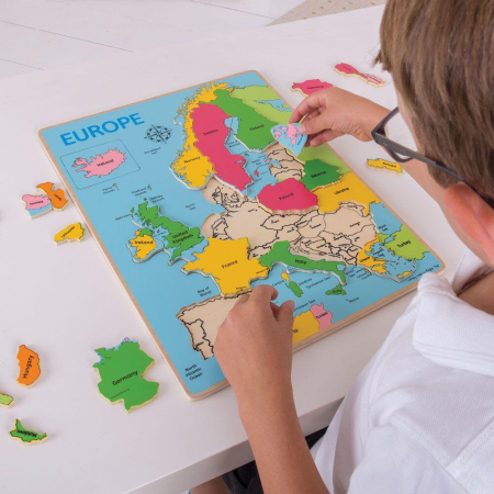 Puzzle incastru harta Europei, BIGJIGS Toys, 2-3 ani + [7]