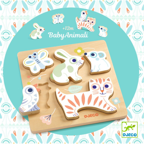 Puzzle lemn BabyAnimali, Djeco, 1 an+ [4]