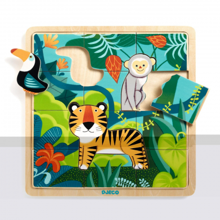 Vârsta - Puzzle lemn Jungla Djeco, 1-2 ani +