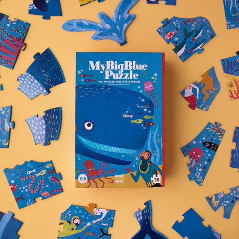Puzzle Londji, Balena albastra in ocean, 2-3 ani + [2]