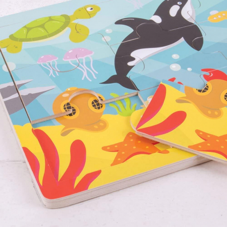 Puzzle - Lumea acvatica, BIGJIGS Toys, 2-3 ani + [2]