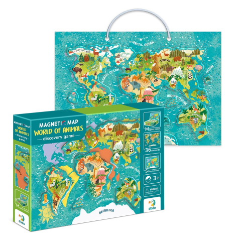 Puzzle magnetic, Harta Lumii cu Animale [4]