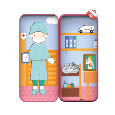 Puzzle magnetic in cutie metalica, joc de potrivire si asociere - Doctor [1]