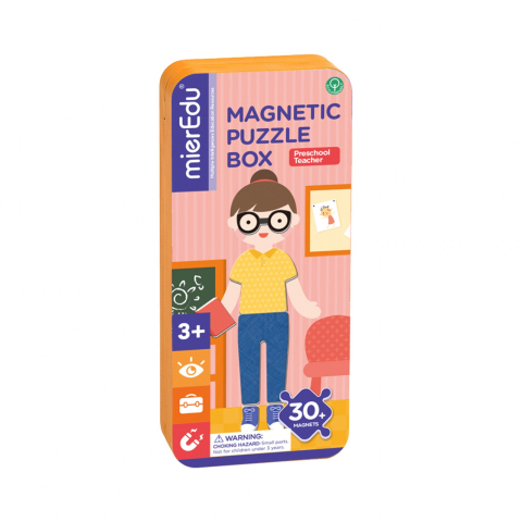 Jucarii si jocuri copii - Puzzle magnetic in cutie metalica, joc de potrivire si asociere - Educatoare