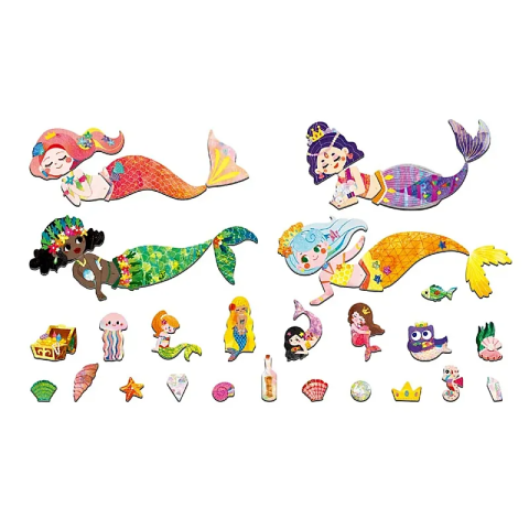 Puzzle magnetic in cutie metalica, joc de potrivire si asociere - Sirene [4]