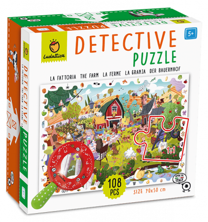 Jucarii copii 4-5 ani - Puzzle Micul Detectiv - Ferma, Ludattica, + 5 ani, 108 piese